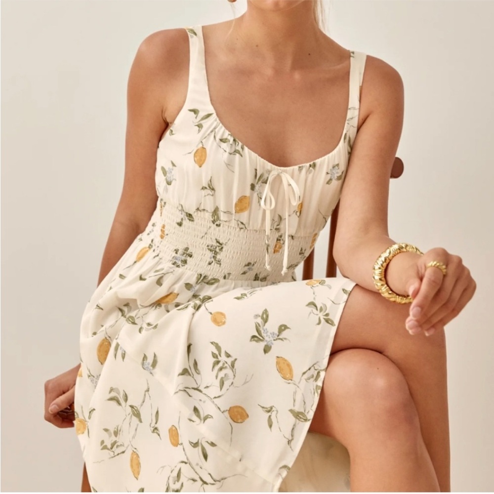 Reformation Hank Midi Dress in Citron Lemon